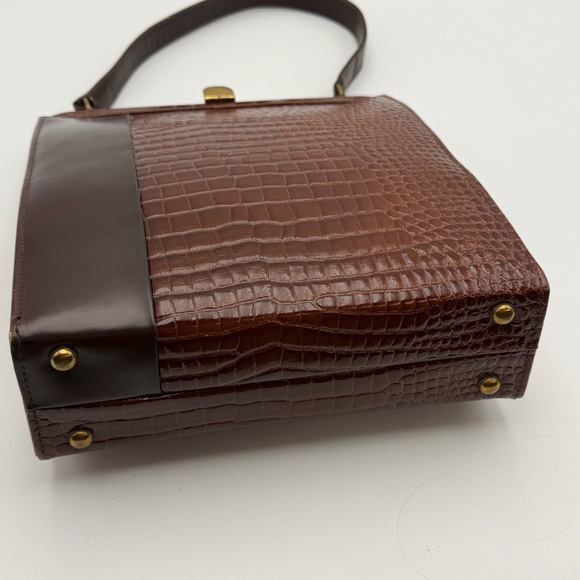 Vintage Lennox Bags Faux Crocodile Print Clasp Handbag 1950s 1960s - Picture 3 of 16